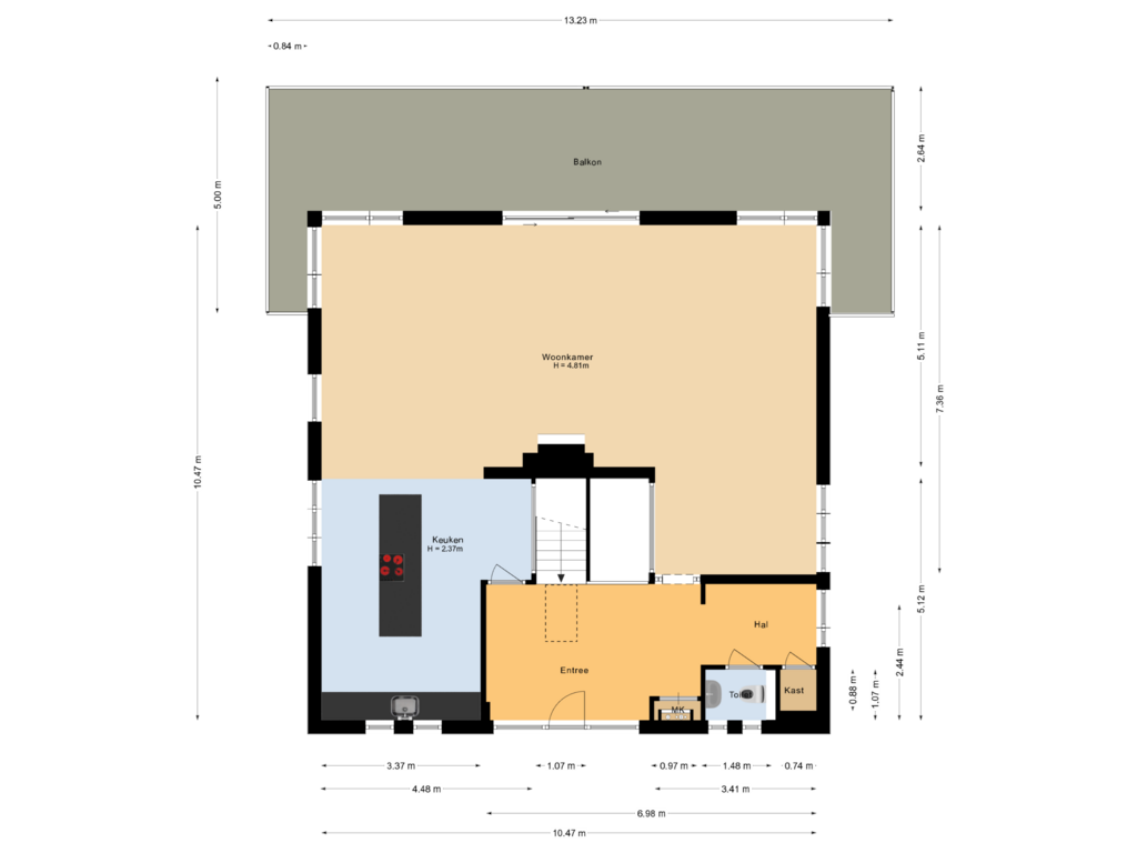 View floorplan of Woonverdieping of Rembrandtweg 20