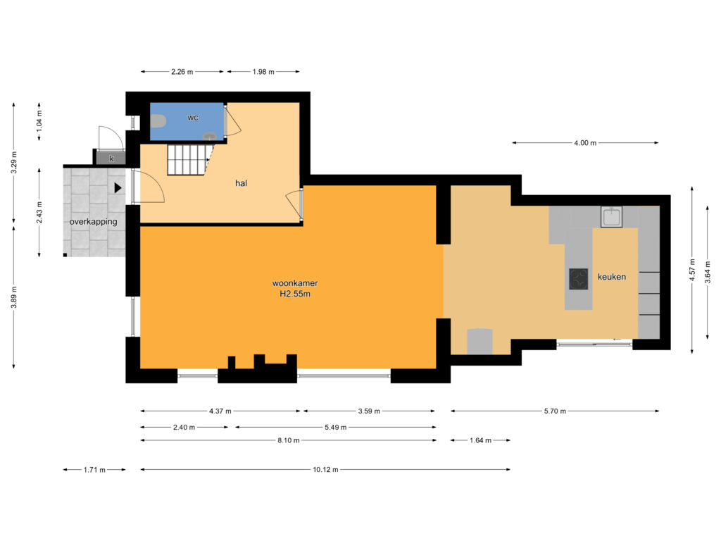 View floorplan of begane grond of Voorthuizerweg 3