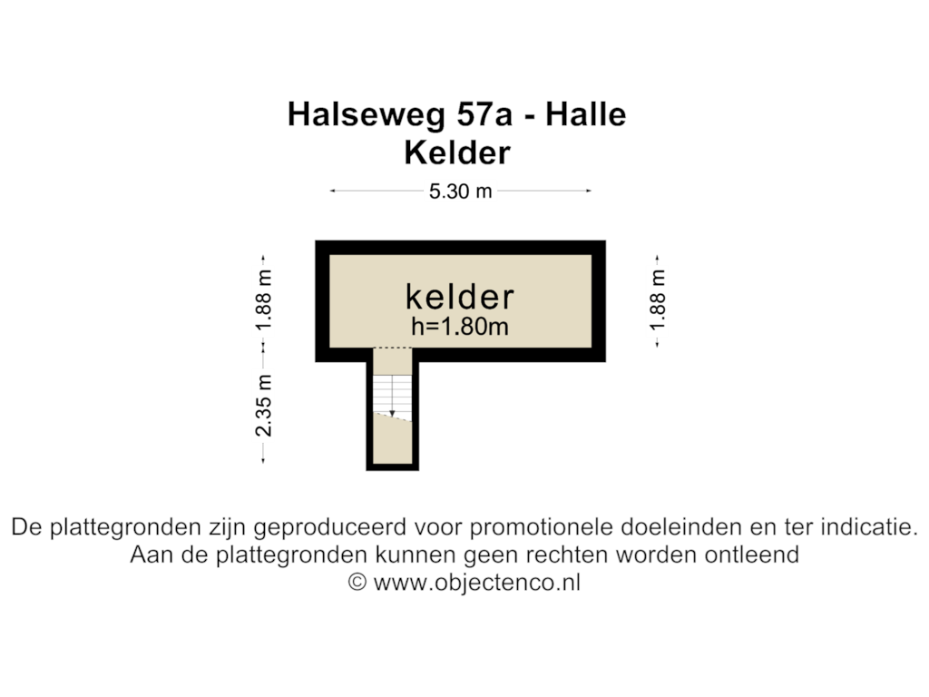 Bekijk plattegrond van KELDER van Halseweg 57-A