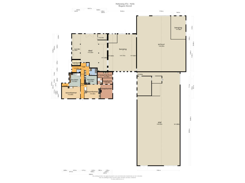 Bekijk plattegrond van BEGANE GROND van Halseweg 57-A