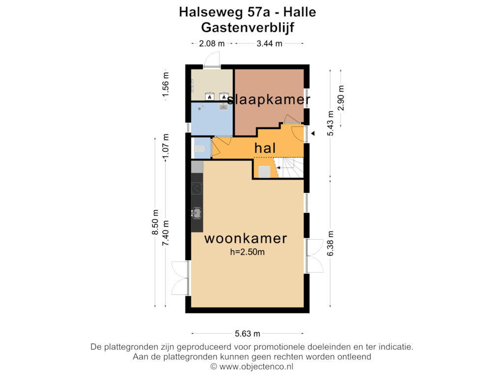 Bekijk plattegrond van GASTENVERBLIJF van Halseweg 57-A