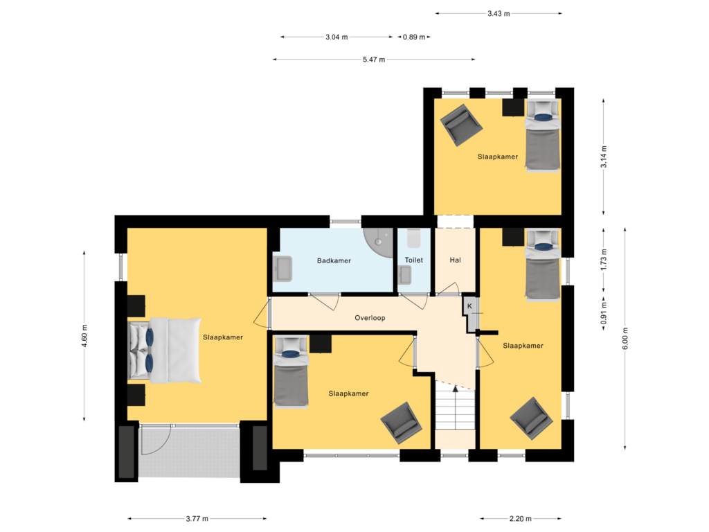 Bekijk plattegrond van 1e Verdieping van Vosmeerstraat 20