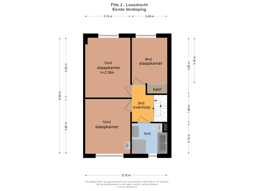 View floorplan of EERSTE VERDIEPING of Flits 2