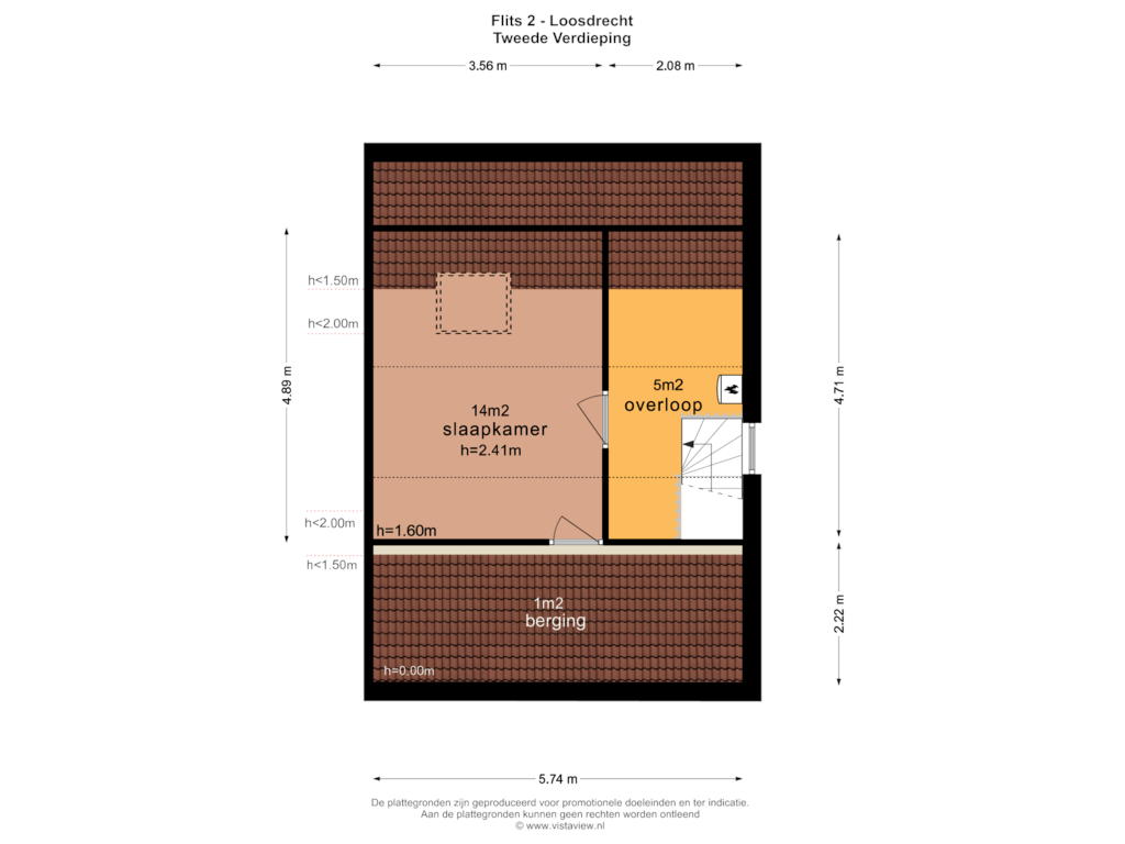 View floorplan of TWEEDE VERDIEPING of Flits 2