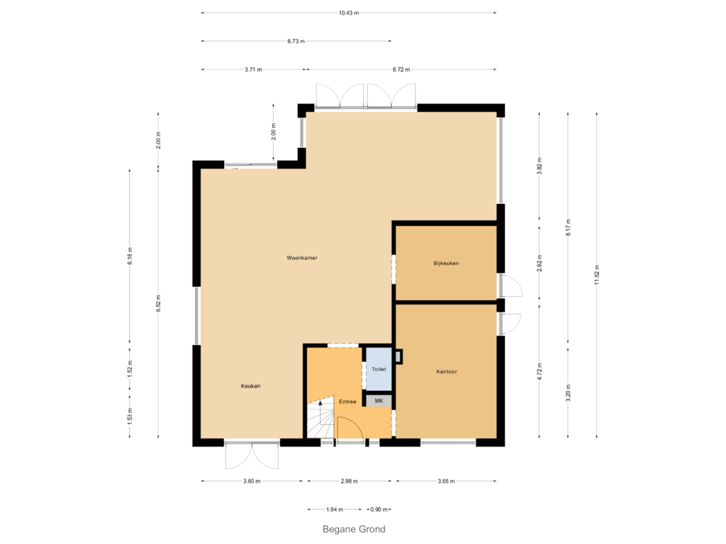 Bekijk plattegrond van Begane Grond van Dorpsstraat 7-A