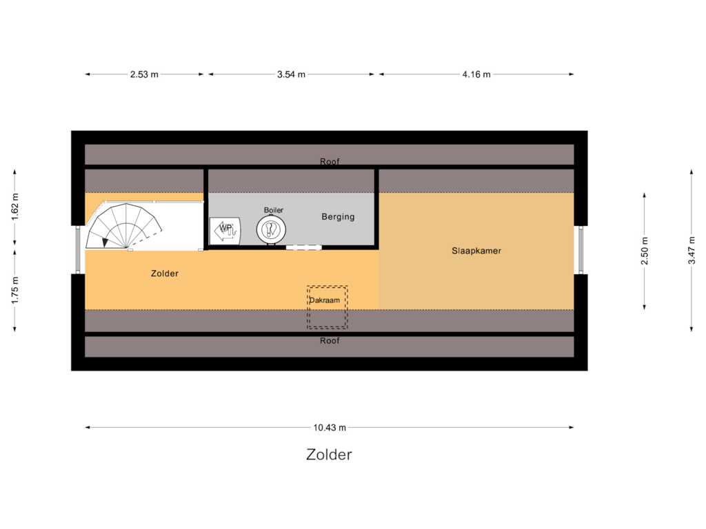 Bekijk plattegrond van Zolder van Dorpsstraat 7-A