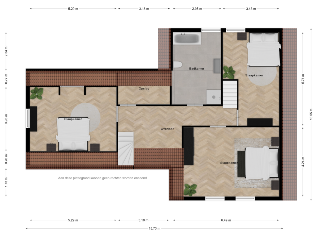 View floorplan of 1e verdieping of Watervlietseweg 38