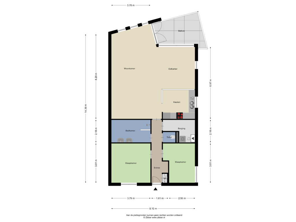 View floorplan of Appartement of Oldenzaalsestraat 205-1