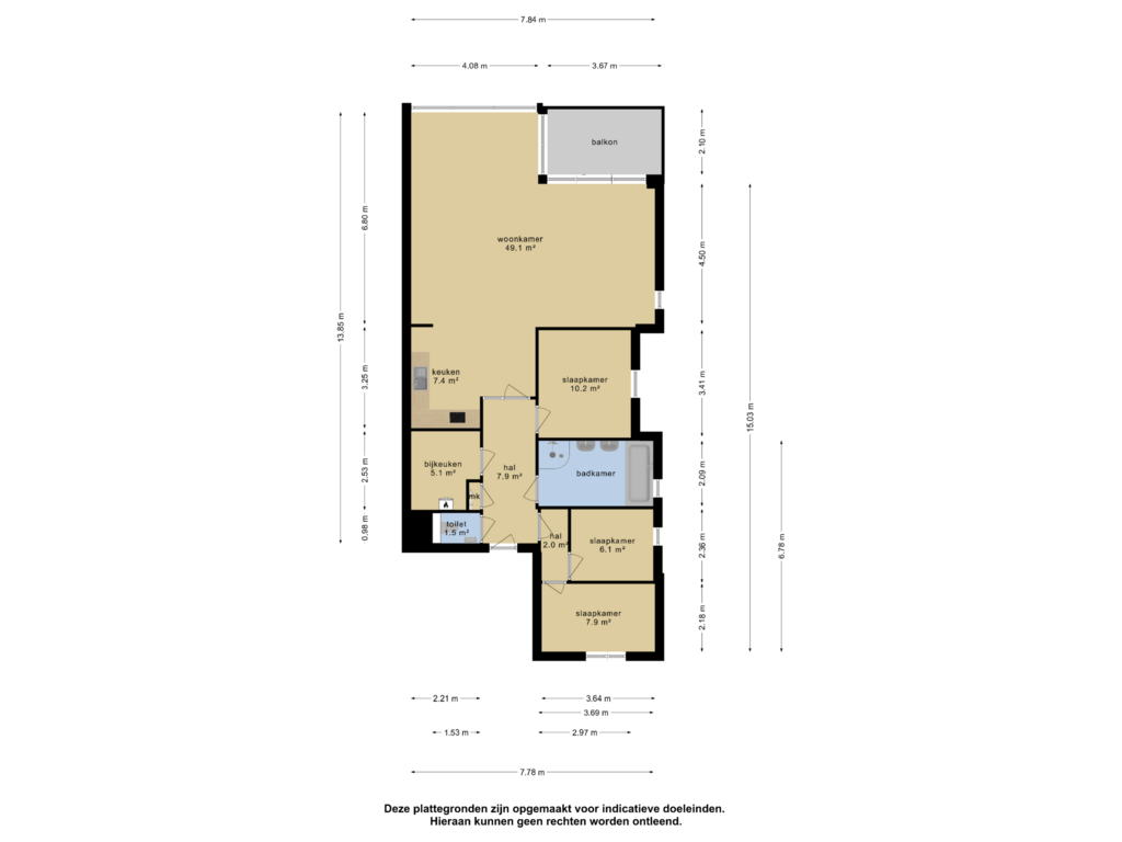 Bekijk plattegrond van Appartement van Voorstraat 61-C