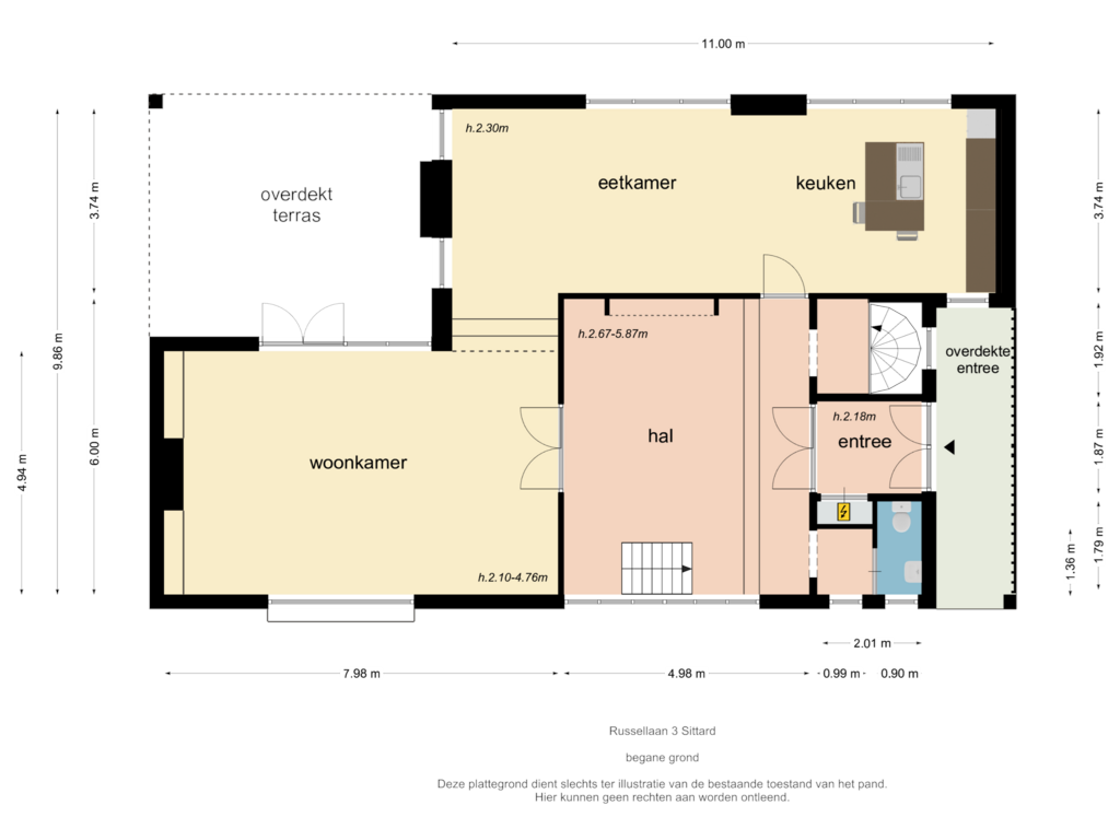 Bekijk plattegrond van begane grond van Russellaan 3