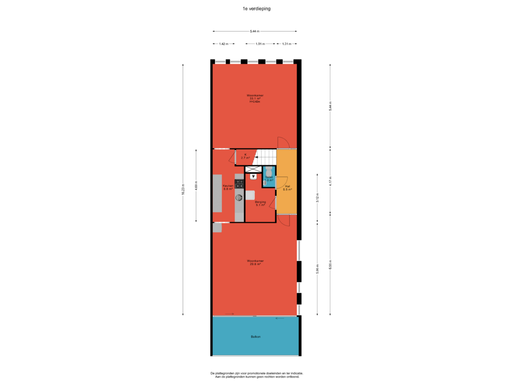 View floorplan of 1e verdieiping of Justpier 94