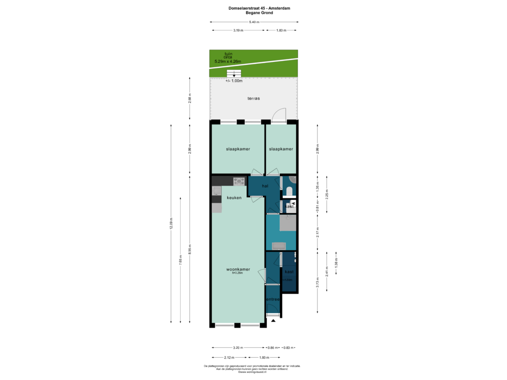 Bekijk plattegrond van BEGANE GROND van Domselaerstraat 45-H