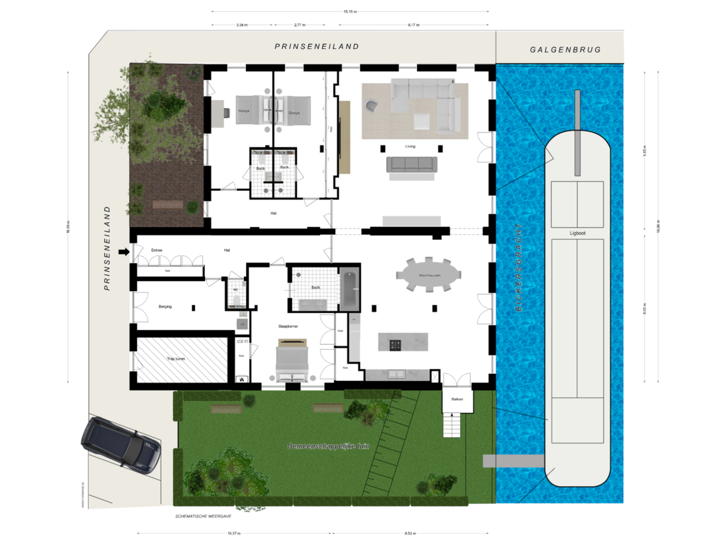 View floorplan of BEGANE GROND of Prinseneiland 50-H