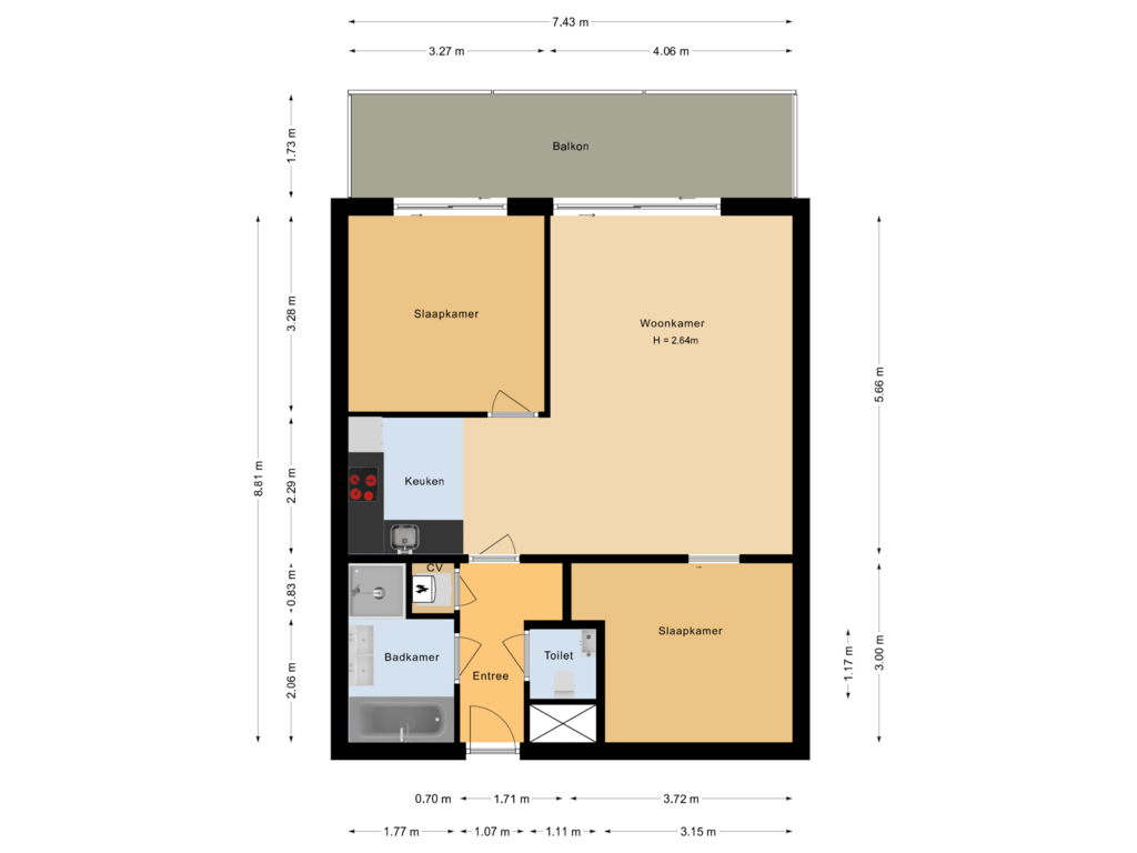 Bekijk plattegrond van Appartement van Europalaan 35-65