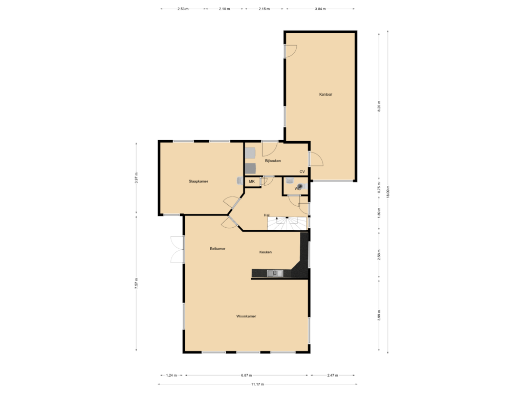 Bekijk plattegrond van Begane Grond van Wega 12