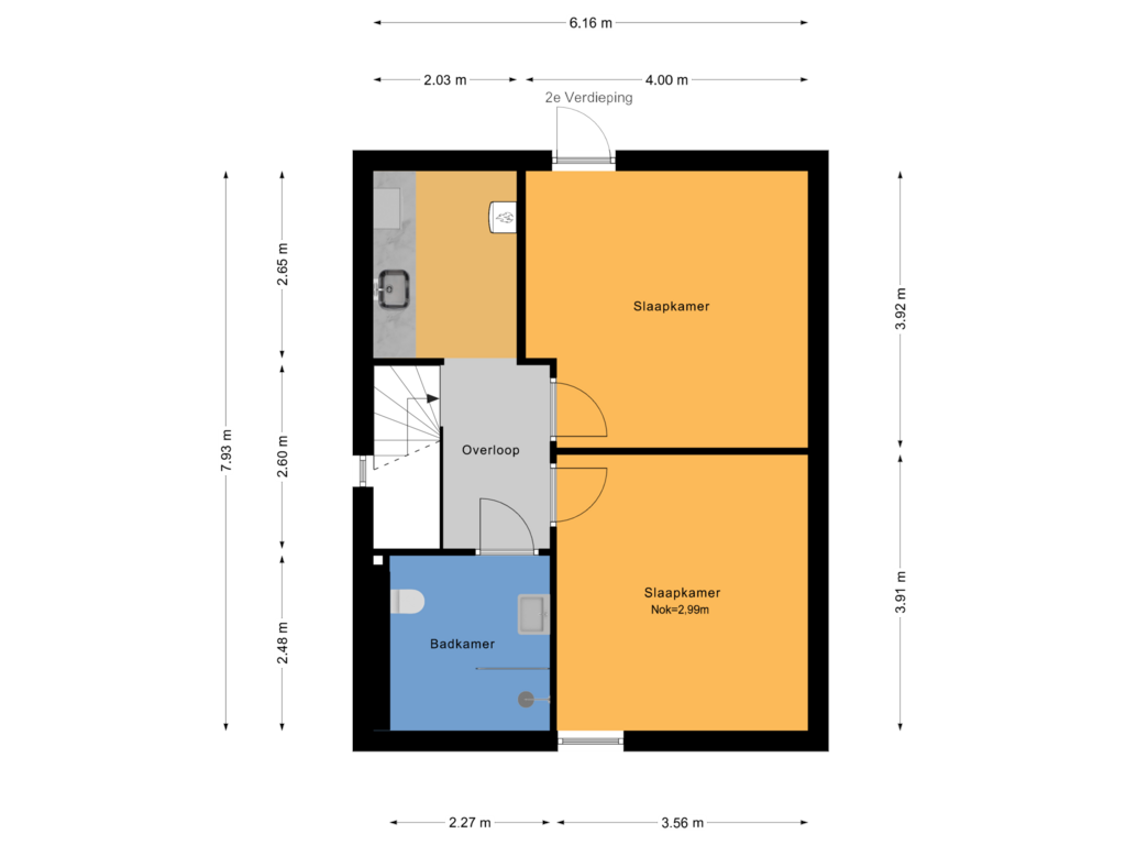 View floorplan of 2e Verdieping of Poeldijkseweg 43