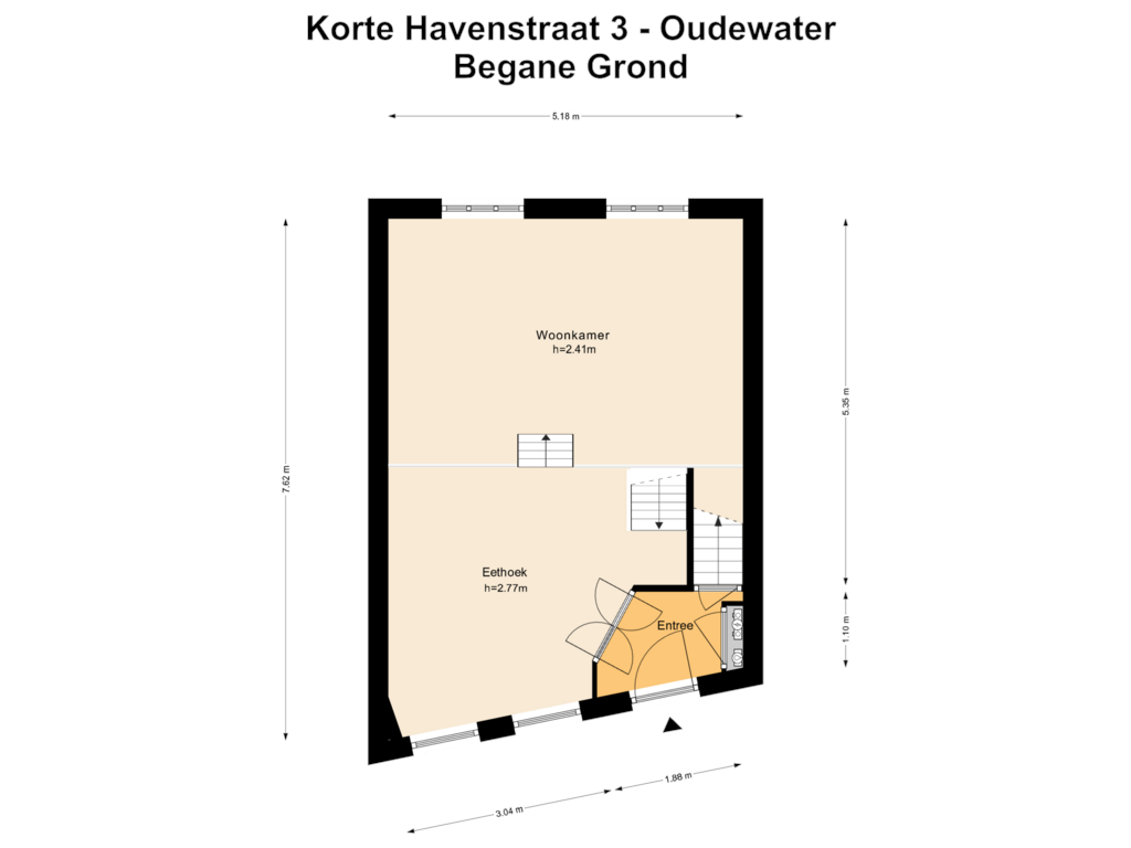 Bekijk plattegrond van Begane Grond van Korte Havenstraat 3