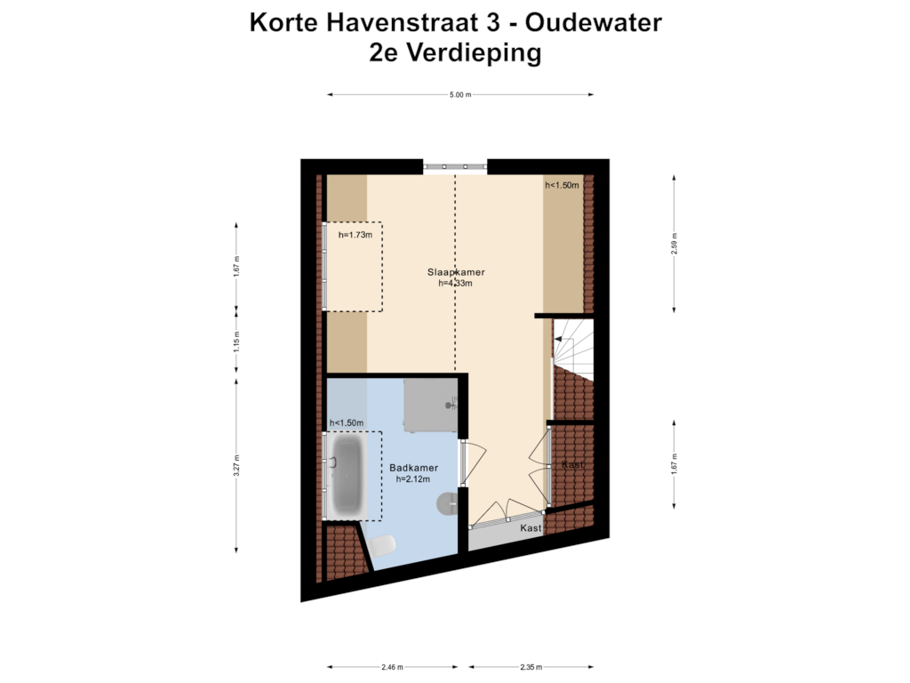 View floorplan of 2e Verdieping of Korte Havenstraat 3