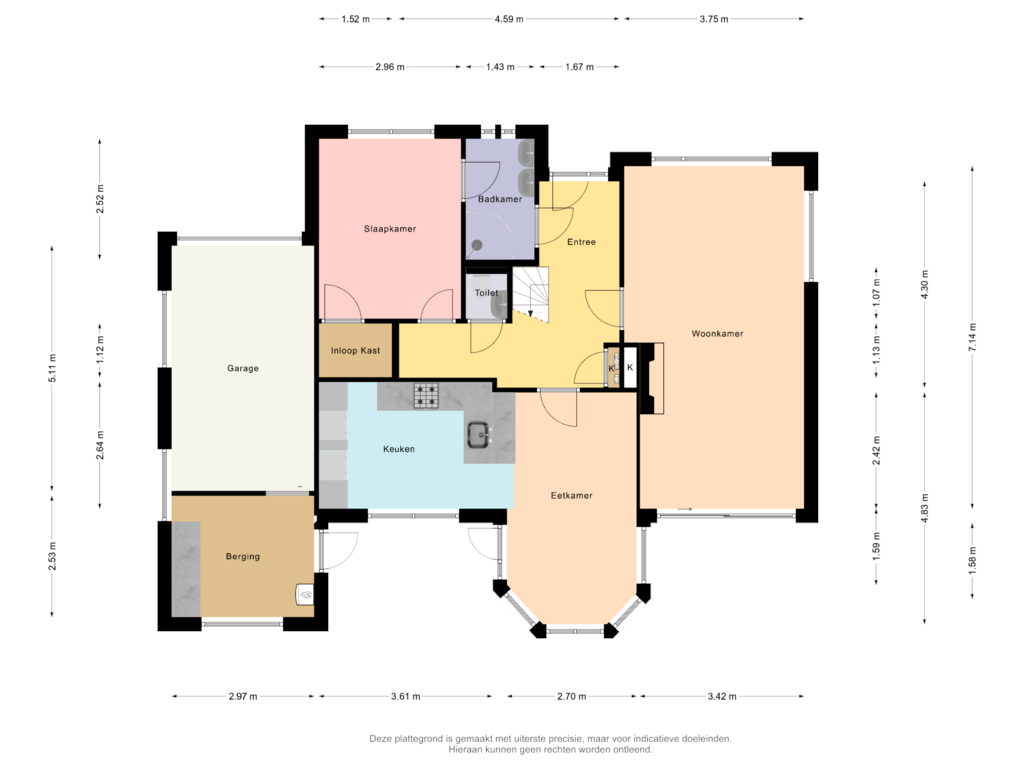 View floorplan of Begane grond of van Duivenvoordestraat 16