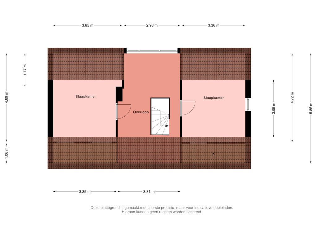 View floorplan of 1e Verdieping of van Duivenvoordestraat 16