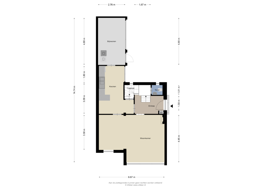 Bekijk plattegrond van Begane grond van de Houtmanstraat 3