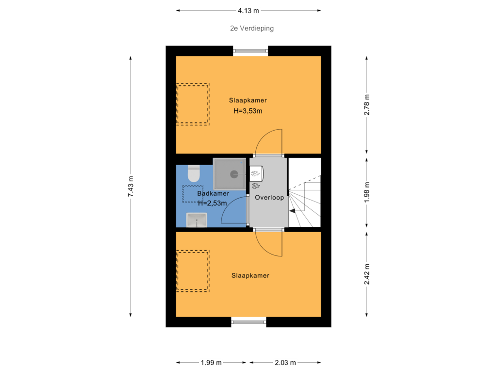 Bekijk plattegrond van 2e Verdieping van Smitsteeg 6