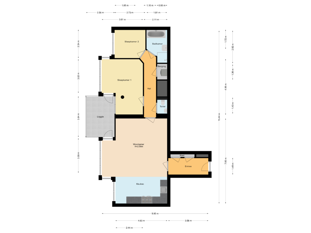 Bekijk plattegrond van Appartement van Polderweg 132