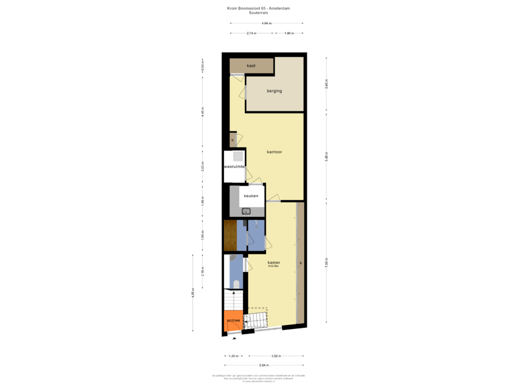 Bekijk plattegrond van Kelder van Krom Boomssloot 65