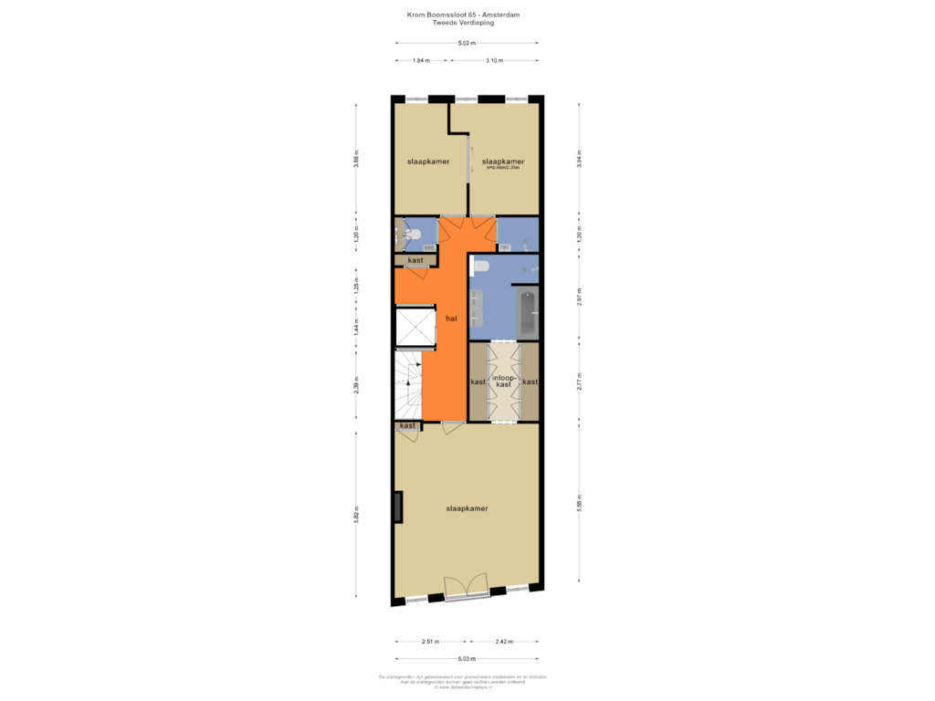 Bekijk plattegrond van Tweede Verdieping van Krom Boomssloot 65