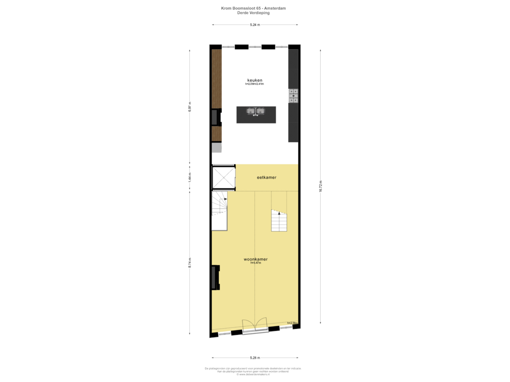 Bekijk plattegrond van Derde Verdieping van Krom Boomssloot 65