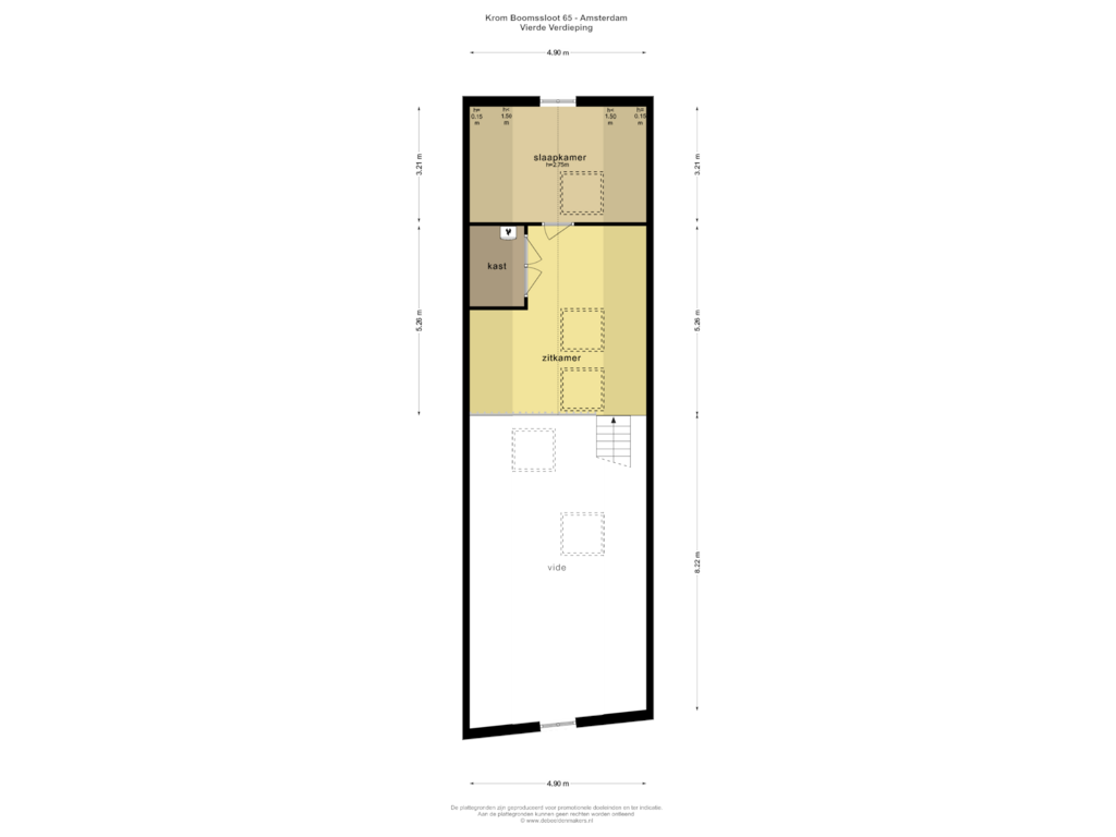 Bekijk plattegrond van Vierde Verdieping van Krom Boomssloot 65