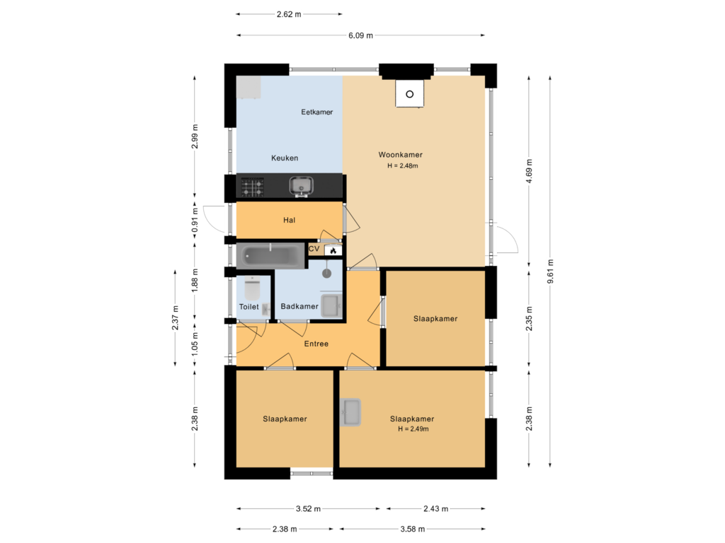 Bekijk plattegrond van Begane grond van Aelderholt 1-H093