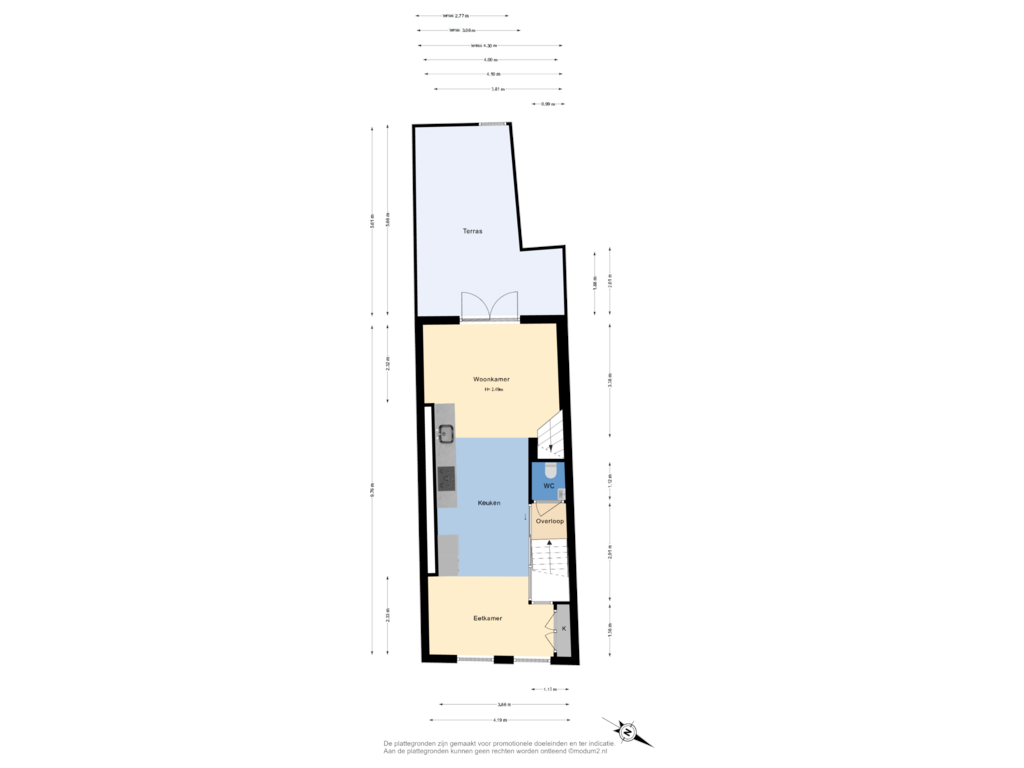 View floorplan of 1e Verdieping of Jacob Gerritstraat 15-B