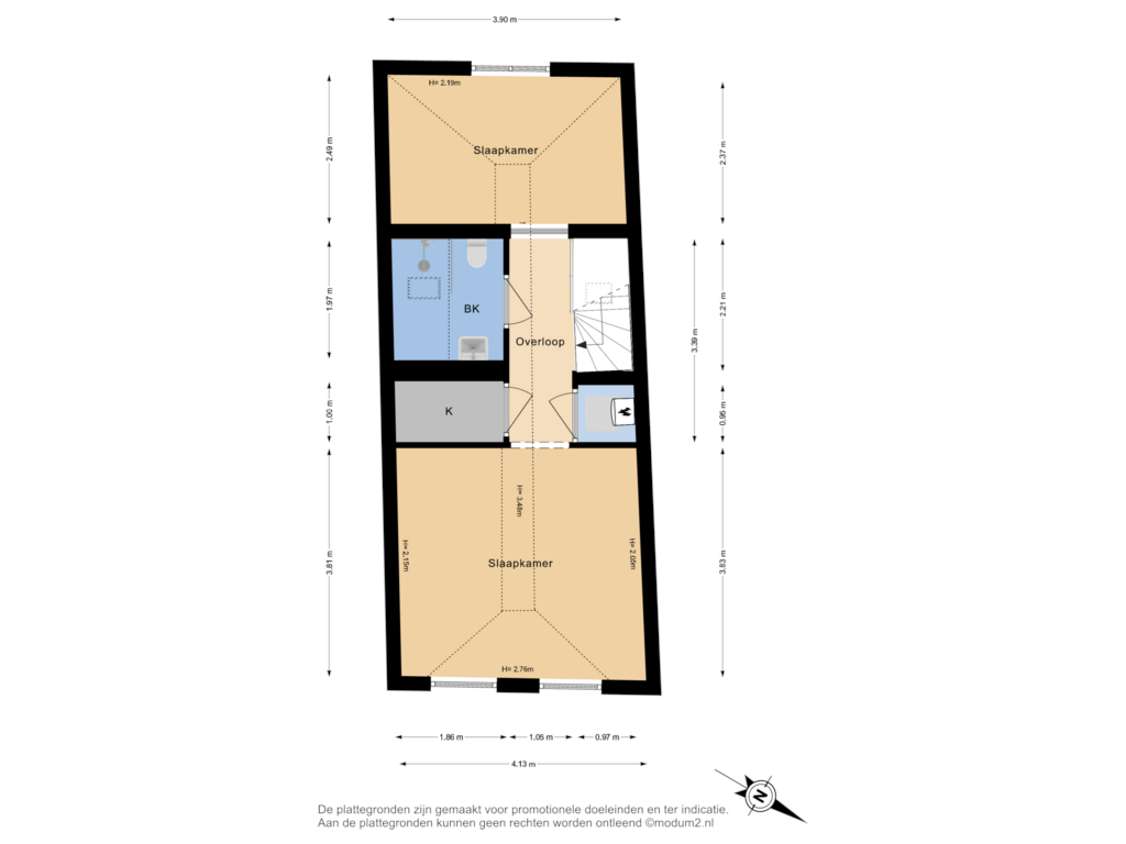 View floorplan of 2e Verdieping of Jacob Gerritstraat 15-B