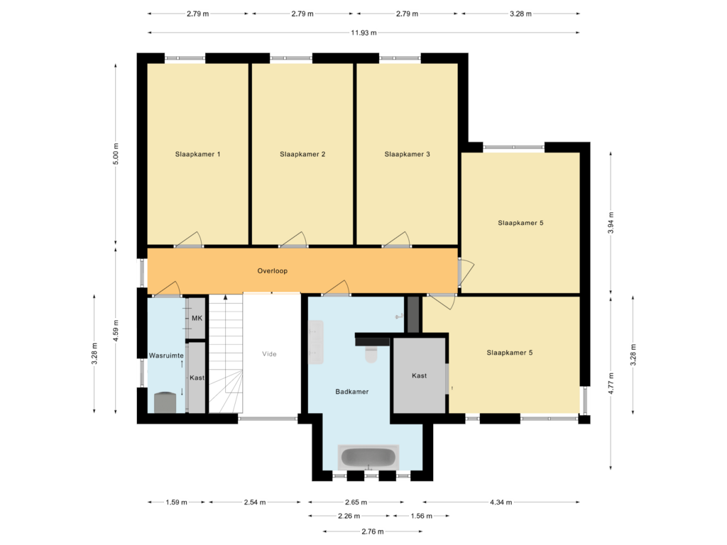 Bekijk plattegrond van Eerste verdieping van Trees Kinstraat 23