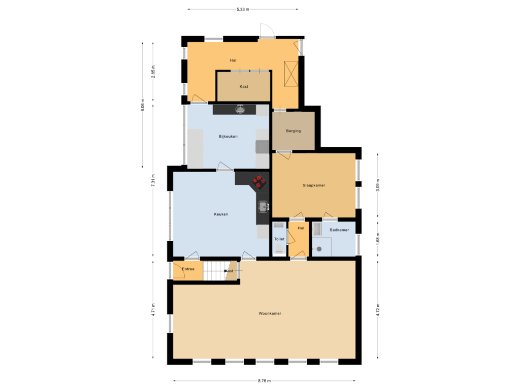 Bekijk plattegrond van Begane grond van Middenraai 55