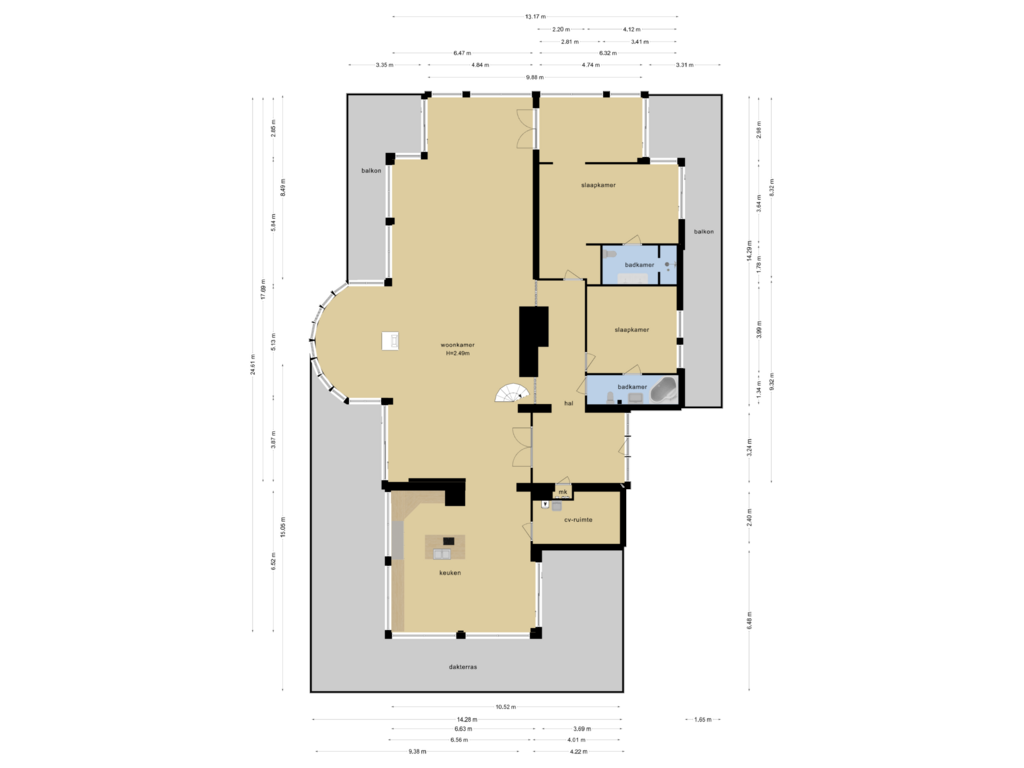 View floorplan of 3e verdieping of Nassaulaan 5