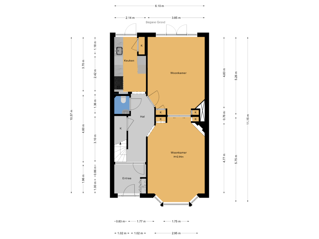 Bekijk plattegrond van Begane Grond van Prinses Mariannelaan 118