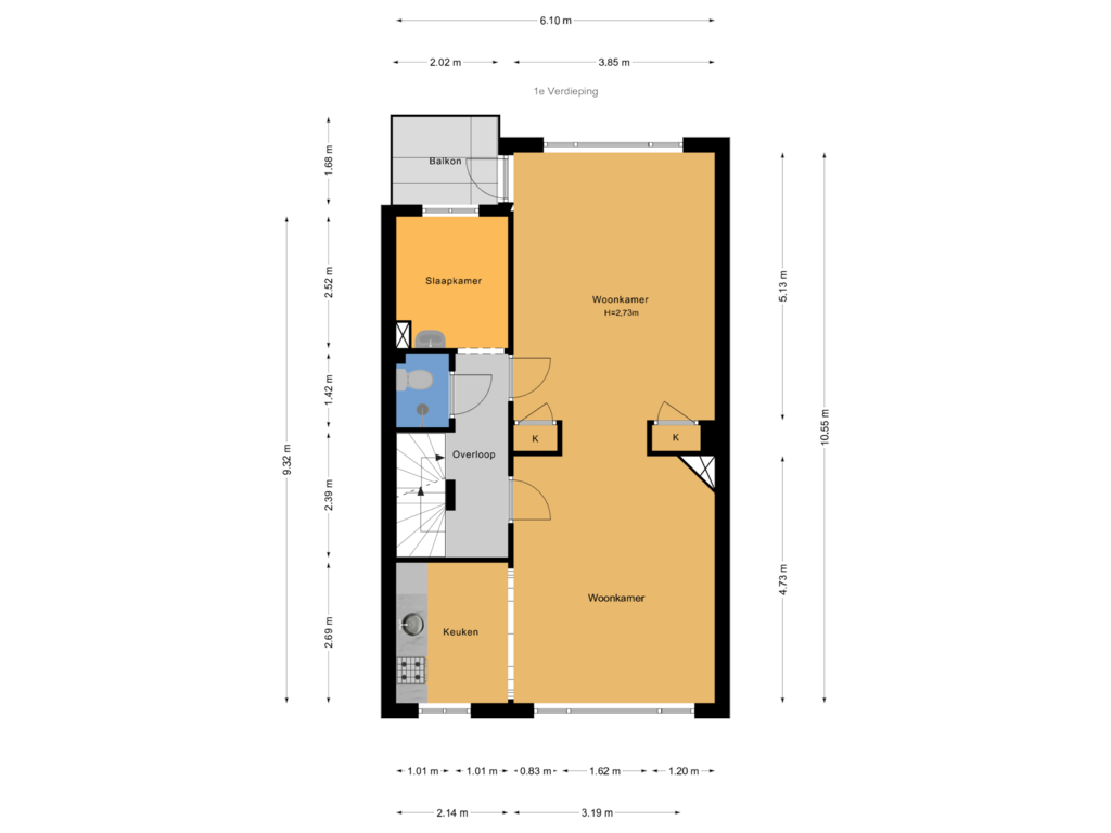 Bekijk plattegrond van 1e Verdieping van Prinses Mariannelaan 118