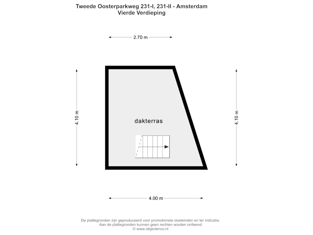 Bekijk plattegrond van Vierde Verdieping van Tweede Oosterparkstraat 231-1