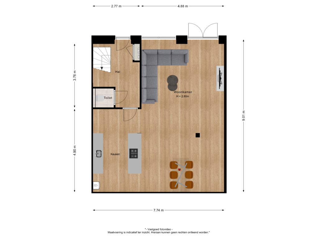 Bekijk plattegrond van Begane grond van Hoveniersweg 65-B