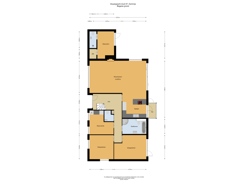 Bekijk plattegrond van Begane grond van Goyergracht Zuid 47