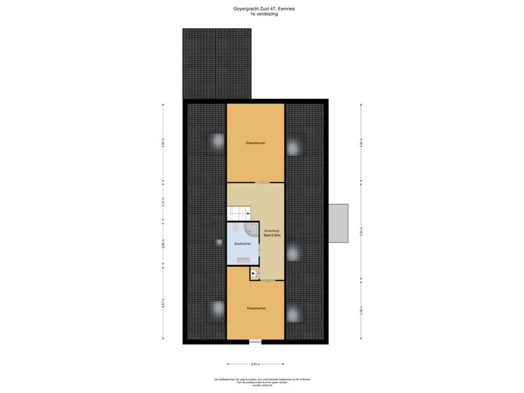 Bekijk plattegrond van 1e verdieping van Goyergracht Zuid 47