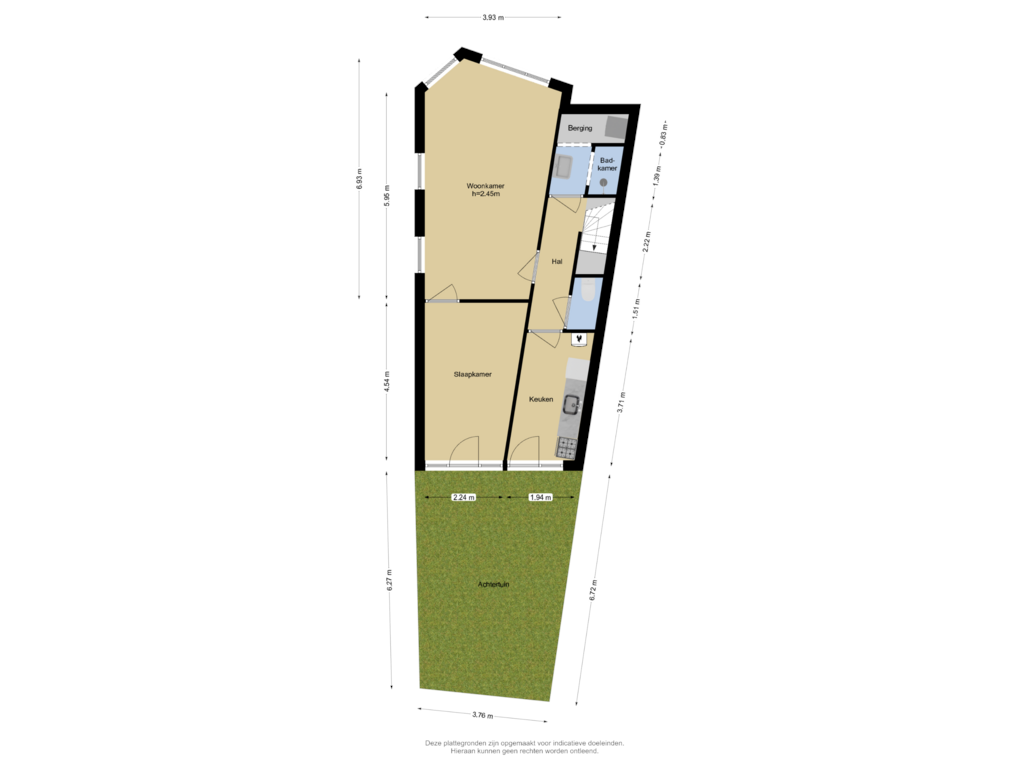 Bekijk plattegrond van Begane grond + Tuin van Schiebroekselaan 59-A