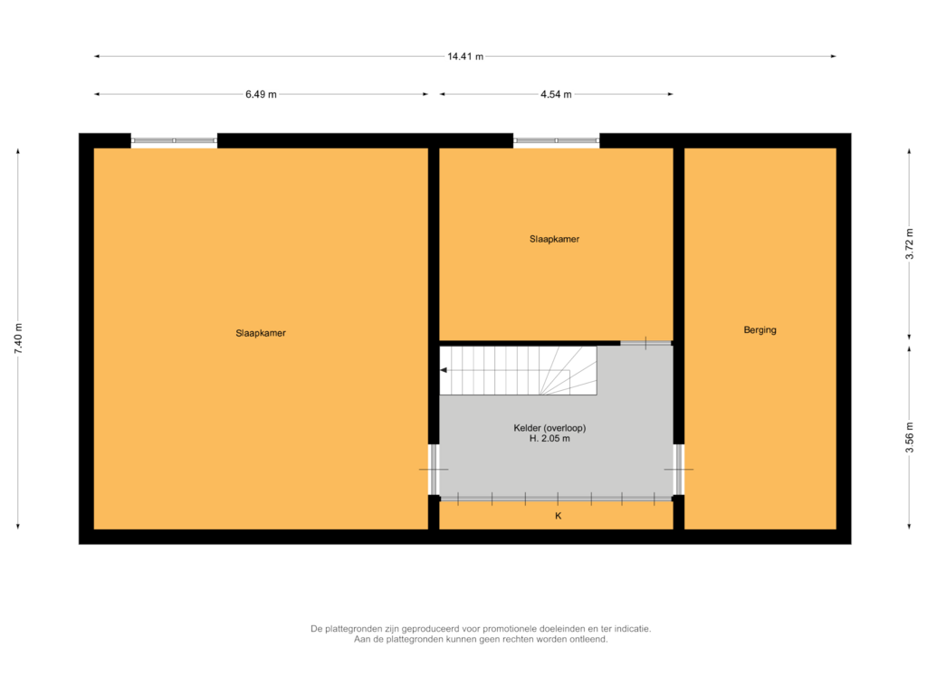 Bekijk plattegrond van Kelder van Kromme Stelakker 35-A