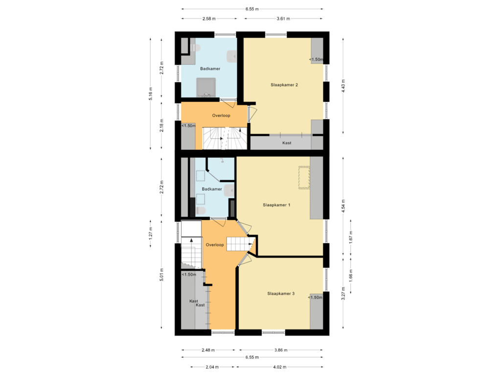 View floorplan of Eerste verdieping of Laanweg 8