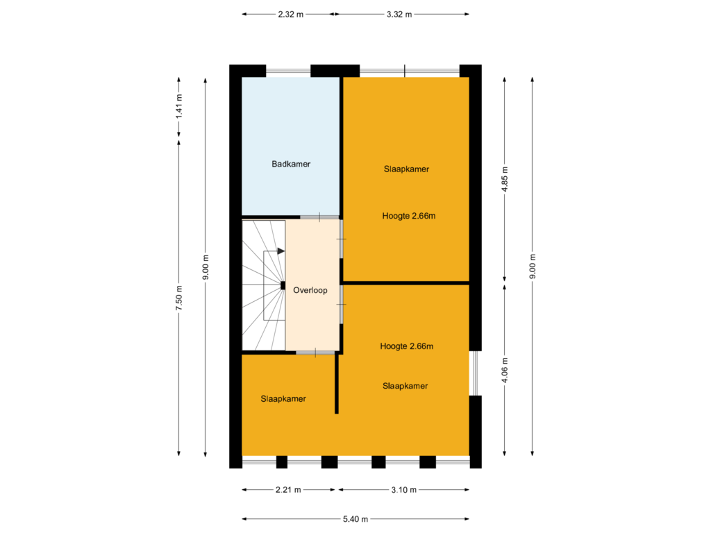 View floorplan of Eerste verdieping of Bluesroute 103