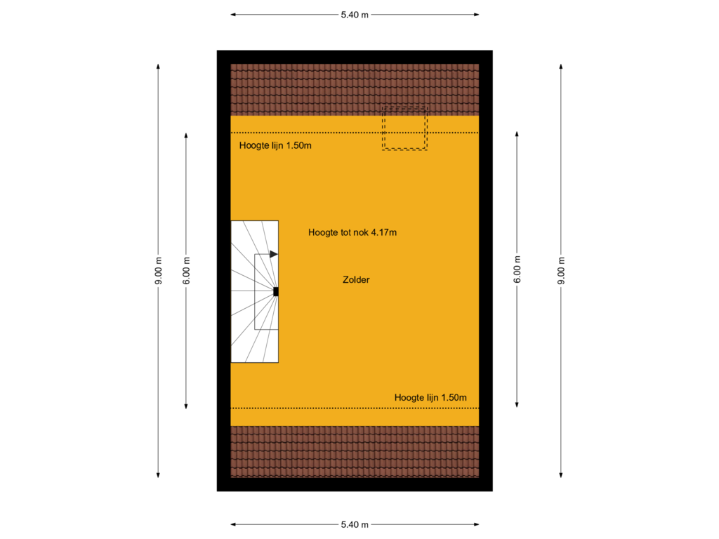 View floorplan of zolder of Bluesroute 103