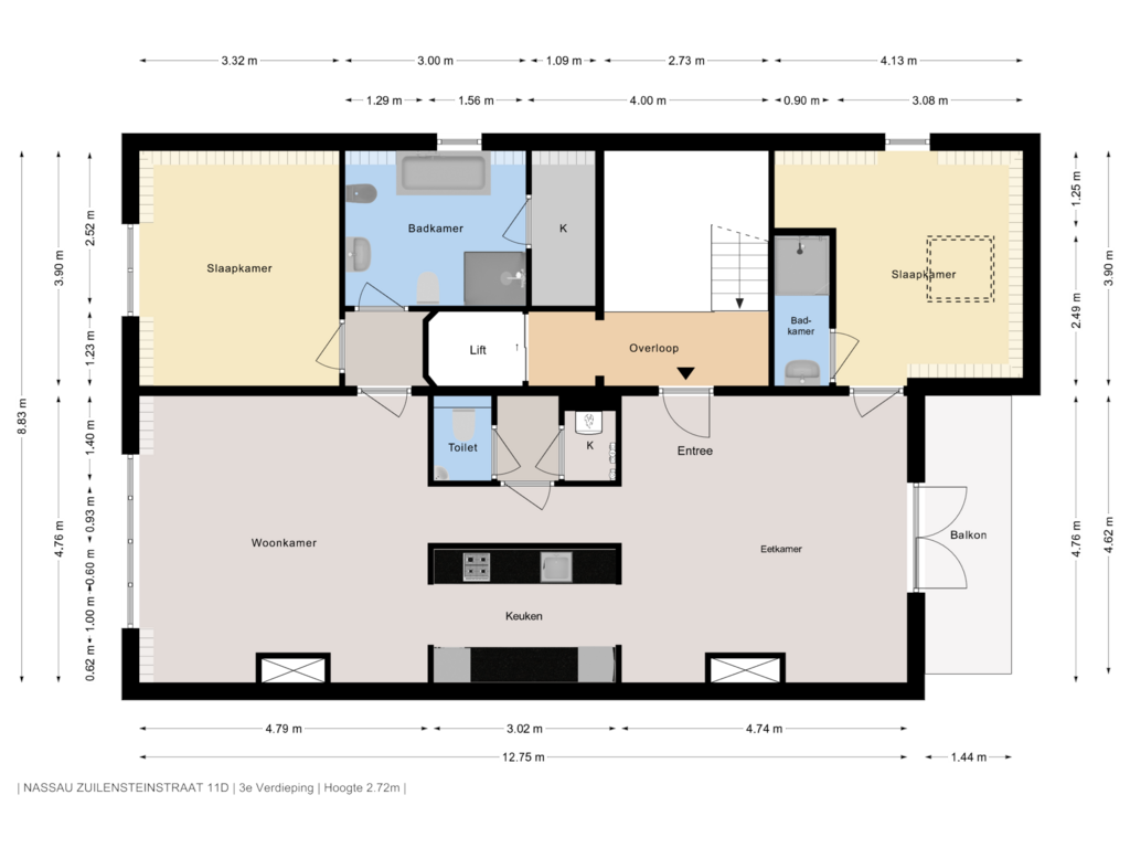 Bekijk plattegrond van First floor van Nassau Zuilensteinstraat 11-D