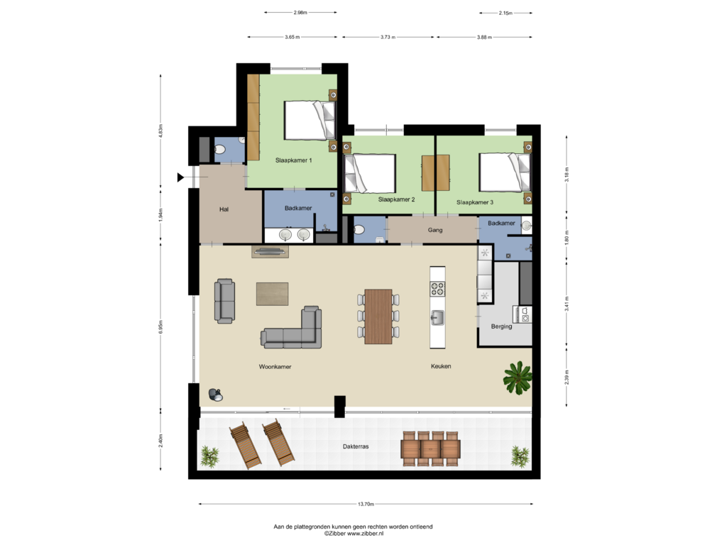 Bekijk plattegrond van Appartement van Clarastraat 1-K